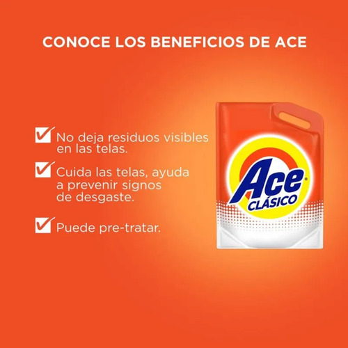 Jabón Líquido Clásico Ropa Blanca Y De Color 3l Ace