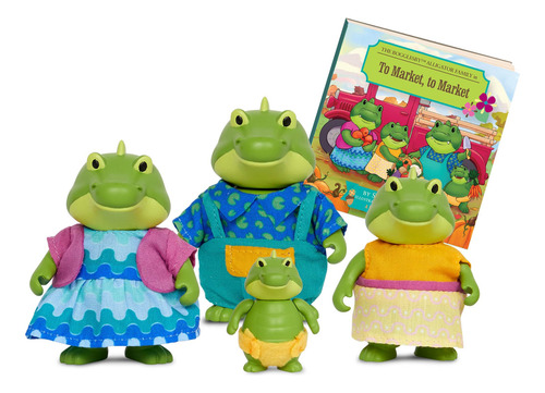 Juego De 4 Figuras De Cocodrilo Posables Y Libro De Cuentos