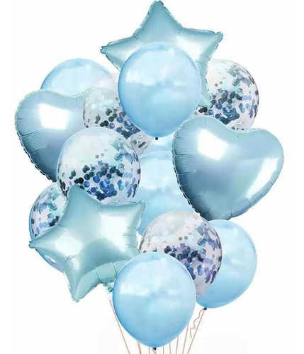 Set Globos Metalizados Celeste Azul  X 14 - Universo Mágico 