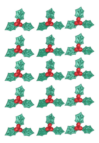 Hojas Y Tallos De Acebo Rojo, 1000 Unidades De Bayas Artific