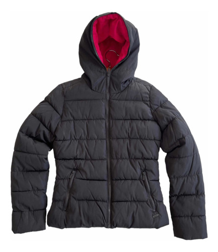 Chamarra Puffer Negra Bershka (Usado)