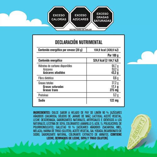 Hershey's Barra Sabor Helado Pay De Limón 20g 10 Piezas