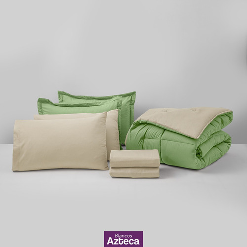 Set 7 Pzs Edredón Down Doble Vista King Size Con Fundas