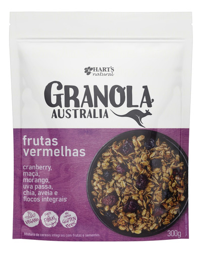 Granola Harts Austrália frutas vermelhas sem glúten em pouch 300 g