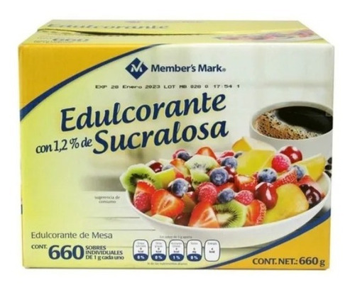 Edulcorante Endulzante Sucralosa Members Mark 660 Sobres 1 G