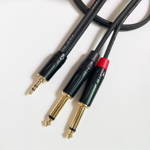 Cable De Audio De Plug Trs 3.5mm A Dual Plug 6.5mm 2m