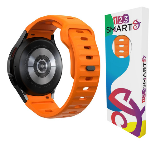 Pulseira De Silicone Mariner 20mm Marca 123smart Compativel Com Samsung Galaxy Watch 3 41mm Active 1 2 Galaxy Watch 4 5 6 40mm 42mm 43mm 44mm 45mm 46mm 47mm - Cor Laranja