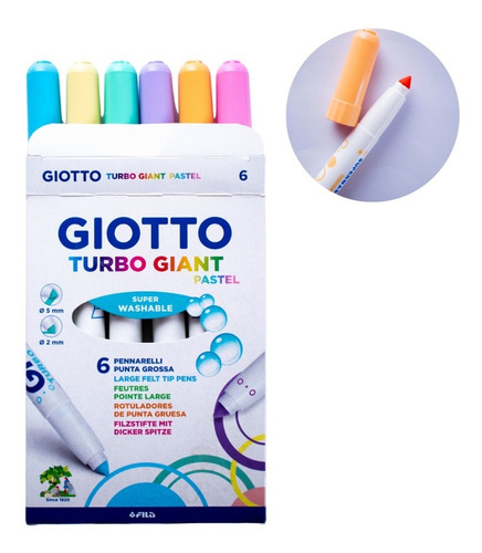 Fibras Marcadores Giotto Turbo Giant Pastel X6 Colores