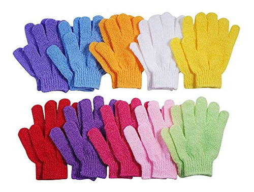 Guantes De Baño Exfoliantes 10 Pares Nylon Colores 10x14cm