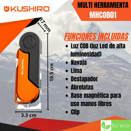 Cortaplumas Navaja Multiuso Kushiro Con Luz E Iman Llavero