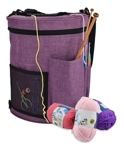 Imagen 1 de 8 de Bolso Porta Tejido Lanas Palillos Y Crochet Grande