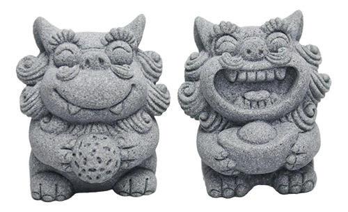 Escultura De Piedra Tallada Animal Figura Hogar 2 Piezas