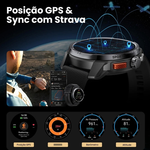 Smartwatch Haylou Solar Ultra Com Gps Monitoramento Da Saúde