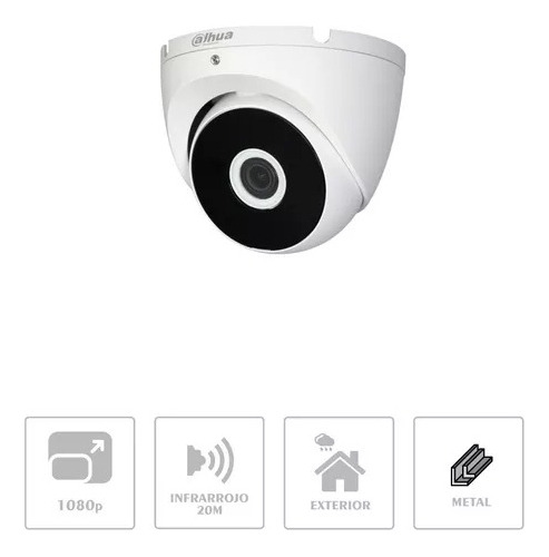 Dahua Cámara de seguridad HAC-T2A21 3.6mm Cooper Alta resolución HD 1080p visión nocturna Smart IR 20 Mts IP67 Seguridad Exterior Facil Instalación CCTV