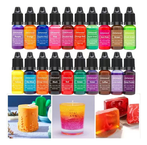 20 Unidades De Tintes Líquidos Para Velas Concentrados, 10ml