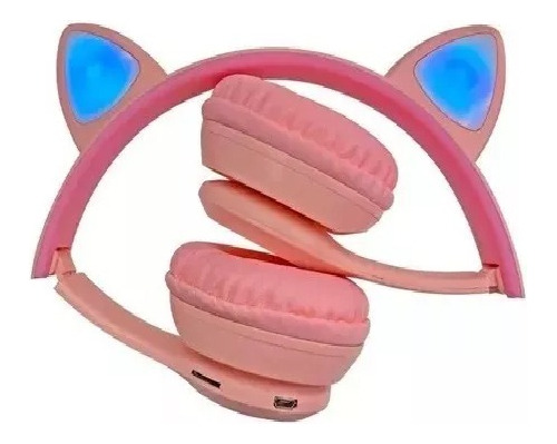 Imagen 3 de 4 de Auriculares Gtc Inalámbricos Anime Oreja Gato Bluetooth Rosa