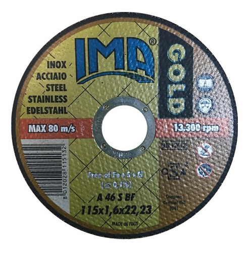 Discos De Corte 4.1/2'' Acero, Ac Inox 2mm 115x1,6x22,23 Ima