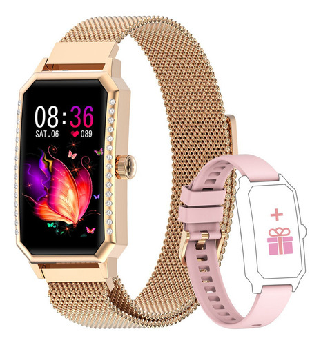 Reloj Inteligente Iowodo R9 Golden Para Mujer Blood Pressure