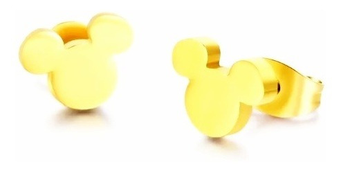 Brinco Pequeno Mickey Folheado A Ouro 18k