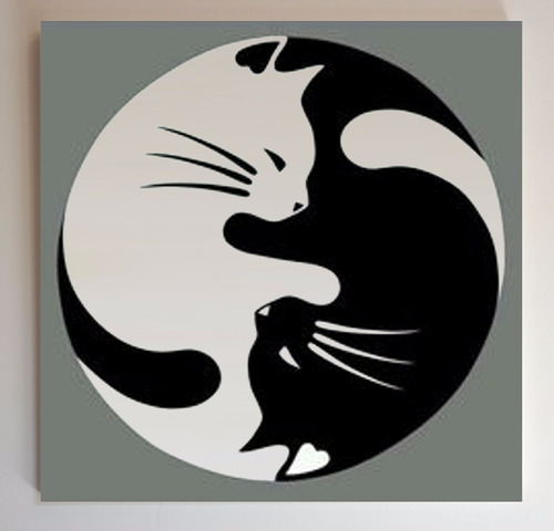Gatos Yin Yang Personalizados Cuadros Modernos Hechos A Mano