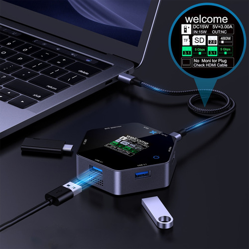 Base De Expansión Type-c Con Pantalla Inteligente 4k60h,