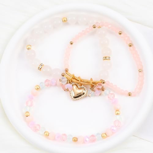 Ideajoy Nekol Pulsera Multicapa De Perlas Rosas Para Mujer,