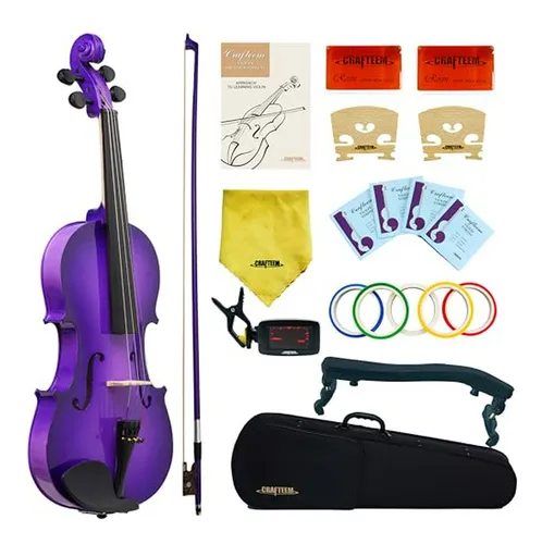 Violín Premium Morado 4/4 Para Principiantes - Kit Completo