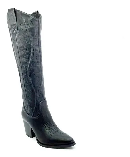 Bota Lady Stork Mujer Ca a Alta Texana Taco Cuadardo Solange