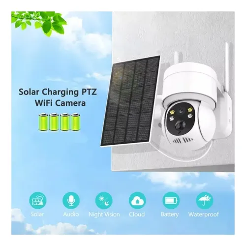 Cámara Solar Para Exteriores Ip 1080 Inalámbrica 360 Blanco