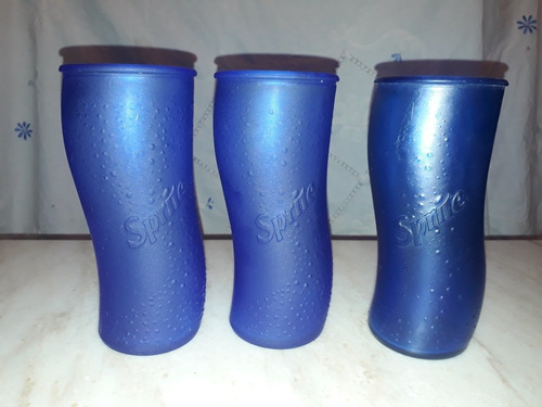 Vasos Sprite Vidrio Esmerilado Azules Coleccion Coca Cola