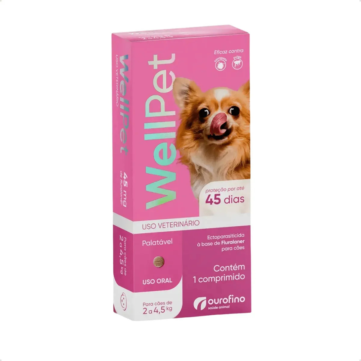 Ourofino Wellpet Antipulgas Caes 2kg a 4,5kg Rosa