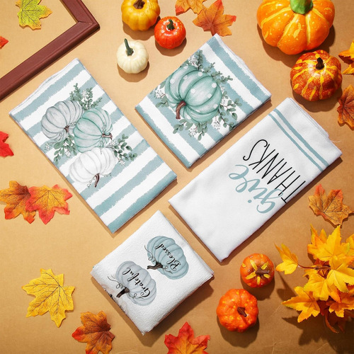 4 Toallas De Cocina De Otoño Con Diseño De Calabaza Con Dise