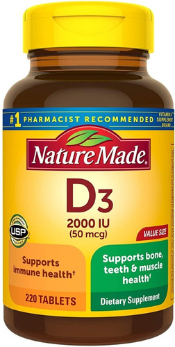 Vitamina D3 2000 Iu Nature Made 220 Cápsulas Blandas