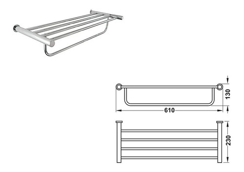 Toallero Baño Alta Gama  Hafele 980.62.122 Renoir 610mm Crom