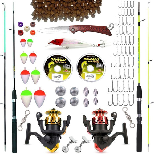 Kit De Pesca Leve E Média C/ 2 Varas + 2 Molinetes E Muitos Acessórios + Aproveite O Preço Promocional C/ Desconto