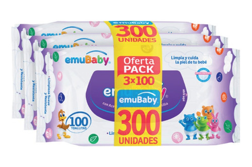 Toallitas Húmedas Emubaby Emuwipes Superior Pack 300 Un