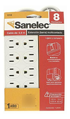 Sanelec, Extensión, Barra Multicontacto, 8 Entradas, Cable