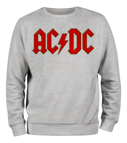 Buzo Gris Ac/dc Letras Rojas Friza Invisible Premium