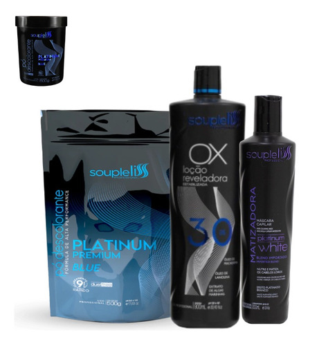 Kit Descolorante Soupleliss Pó Blue + Ox + Máscara Matizador