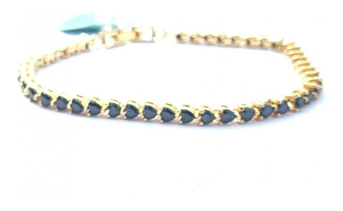 Pulseira Riviera Zirconia Negra  Ouro Amarelo 