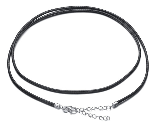 Dralox Collar De Cadena De Cordón De Cuero Negro Italiano Ge