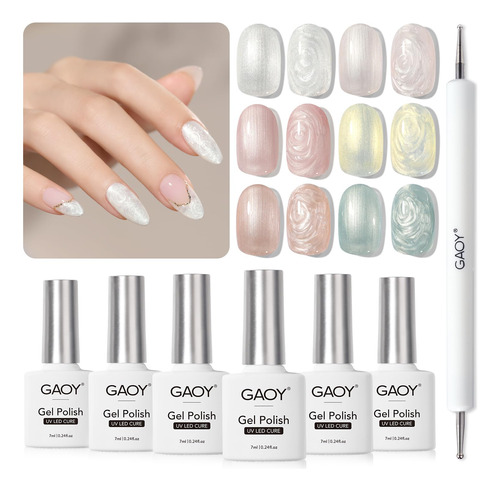 Gaoy Juego De Esmaltes De Unas De Gel Perlado, 6 Colores Bri