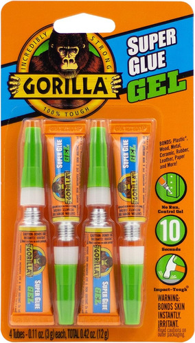 Gorilla Súper Glue 3gr Pega Loca Tipo Gel Pack De 4 Unid