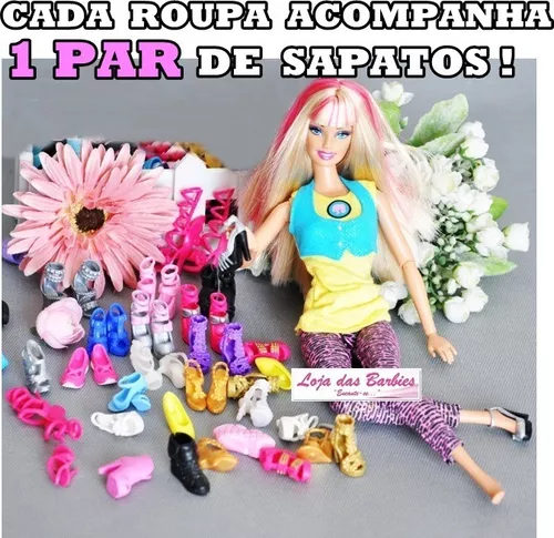 Kit 3 Blusas Vestidos P/ Boneca Barbie Roupa Inverno Sapatos