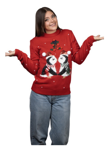 Suéter Navideño Ugly Mujer Pingüino Navidad Christmas
