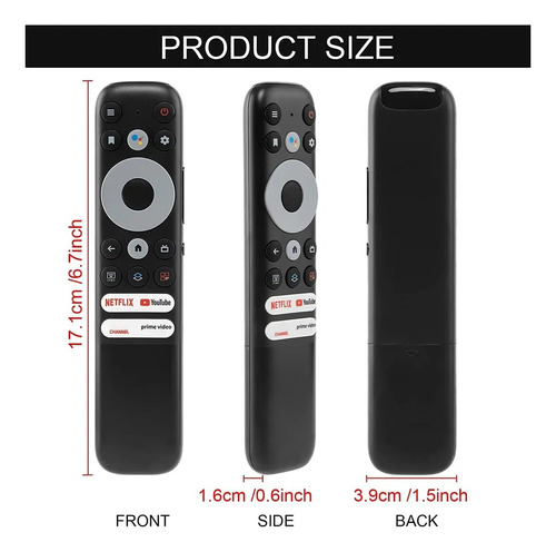 Control Remoto Para Tcl Smart Tv Rc902nfmr1 De Voz Negro
