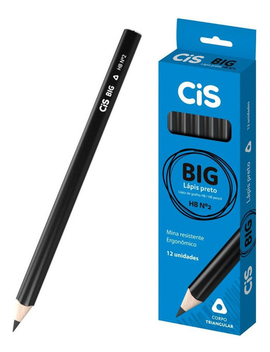 Lápis Preto Jumbo Hb Nº2 - Big - Caixa Com 12 Lápis - Cis