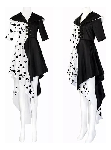 Vestido Fantasia Feminino Cruella De Vil Em Preto E Branco