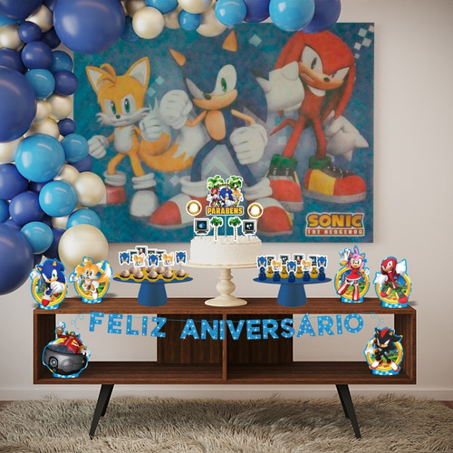 Imagem 1 de 9 de Kit Festa Fácil Sonic - Decoração De Aniversário