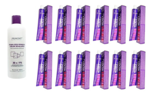 12 Tinturas Primont Color Profesional 120g + Oxidante 900ml